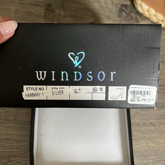 Windsor Sparkle Step Glitter Lurex Block Heels - Silver - Picture 5 of 13